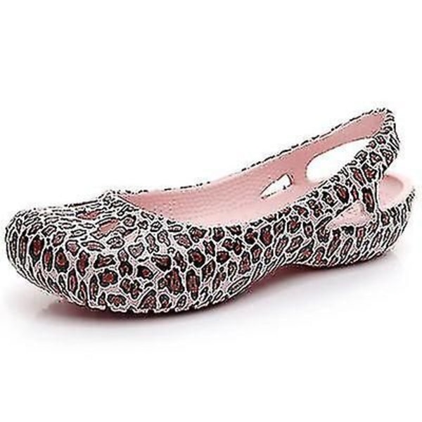 Damesko Strandsko Tøfler Damer Tresko Jelly Sandaler Sklisikre Vanntette Hagesko LeopardPink W9(39-40)