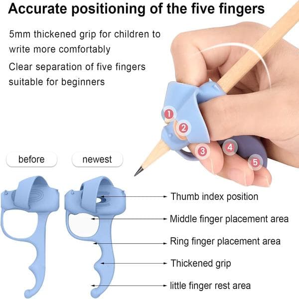 4 stk. Skrivehjælp til Børn, Ergonomisk Fingerguide, Silikone