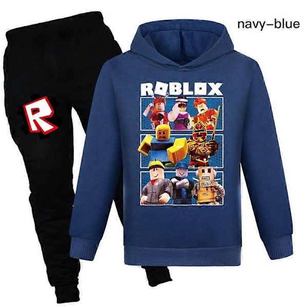 Joululahjat Roblox 2 kpl Pelikuvioinen Huppari ja Housut Setti Tytöille Pojille Huppari Pusero Yläosat Lapsille Teineille Navy Blue 9-10years