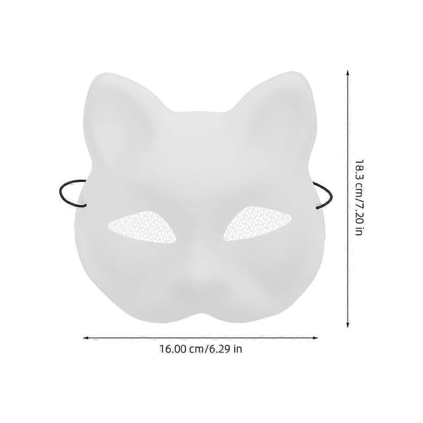 Tom dyremaske 4 stk. hvide plastikkatte masker til gør-det-selv maling