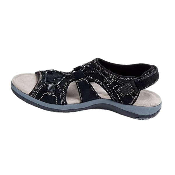 Ortopediska sandaler för kvinnor - Bekväma sommarstrandskor för vandring utomhus Black 38