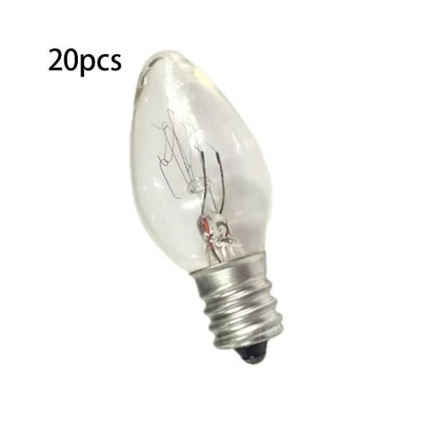 20 stk 7 Watt C7 E12 natlampe og saltlampe erstatningspærer, glødepærer i klart glas xh As Shown