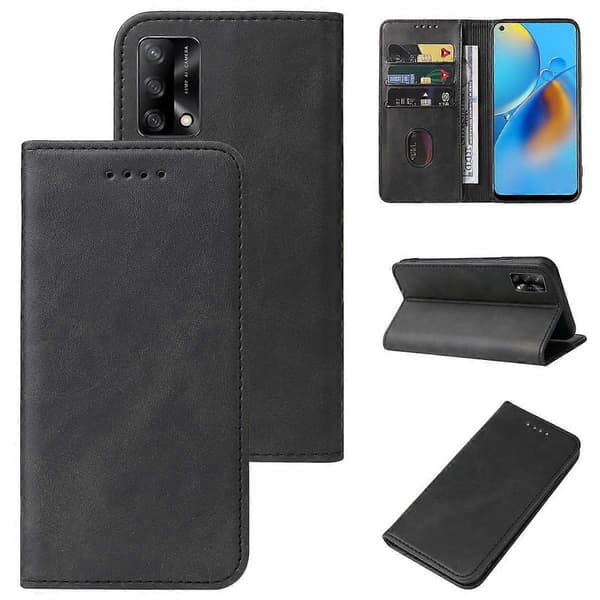 Magnetiskt läderfodral för OPPO A74 4G Black