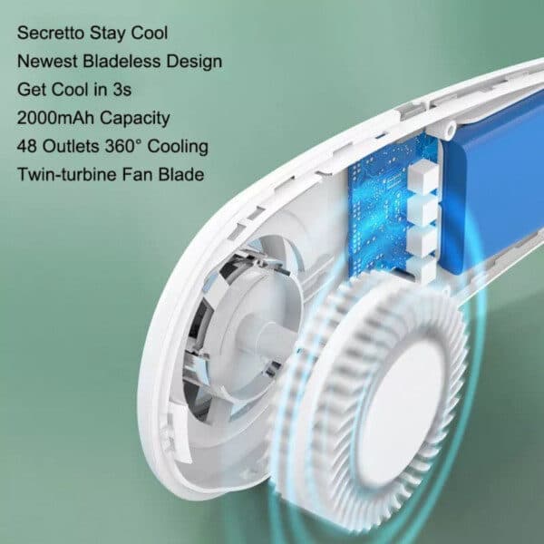 Halsventilator - Genopladelig Bærbar Ventilator med Halsrem Halsventilator Hvid hvid