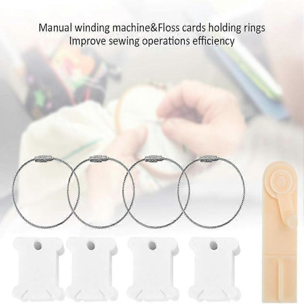 Plast Floss Spoler Tråd Sting Broderi Tråd Håndtering Spoler Sett Kort og 4 Stykker Floss Spole Ringer