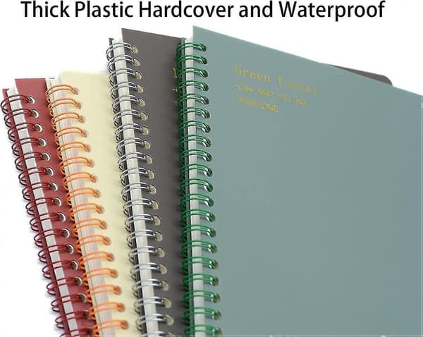 A5 Spiralnotesbog 4-pak, Tyk Plastik Hardcover med 8mm Linjer 80 Ark Studienoter