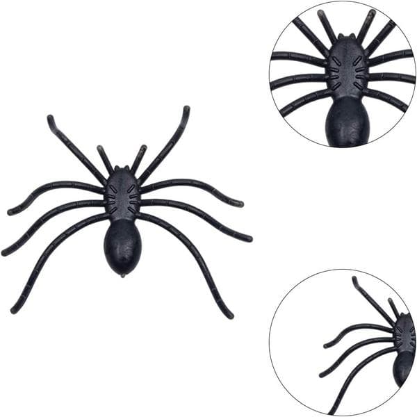 12 Sorte Plastik Edderkopper, Halloween Fest Dekoration Plastik
