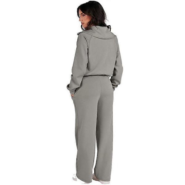 Dam 2-delad träningsdräkt med kvartssnitt Höst Lounge Set Spårningsdräkt Khaki XL