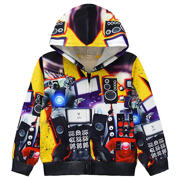 Forår og Efterår Sweatshirt Tv Mand Toilet Mand Digital Print Medium og Stor Børn Lynlås Hættetrøje Jakke Sweatshirt 36141 140CM