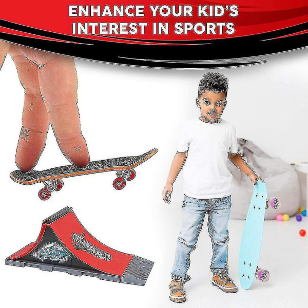 Finger Skateboards Skate Park Ramp Parts eck Sportspel för barn D