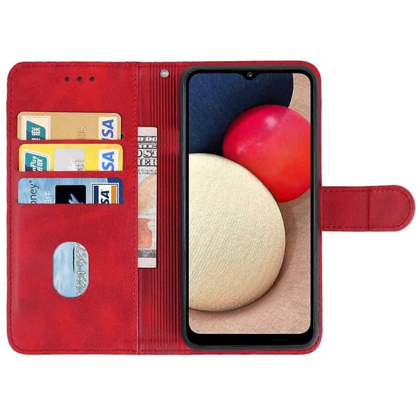 Lærveske for Samsung Galaxy A12 / A12 Nacho Red