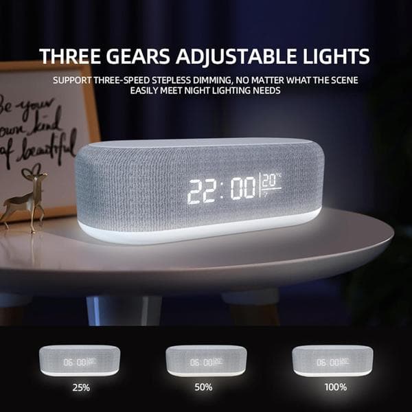 4-in-1 Wireless Charging Station with Digital Clock - 15W Fast Charger, Night Light & Temperature Display (White)