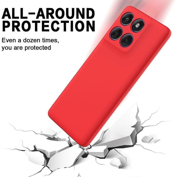 Flytende silikon deksel til Motorola Edge 60 Pro 5G med håndstropp Red