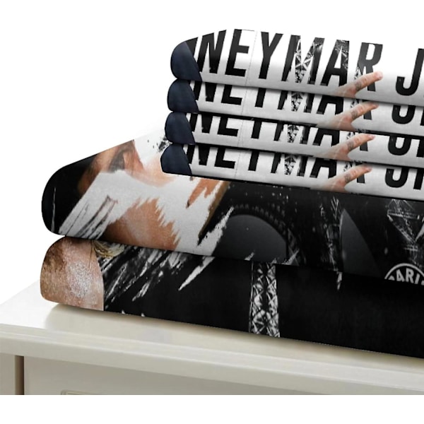 Neymar Täckeöverdrag Neymar VM Fotbollsstjärna Sängkläder Set Täckeöverdrag och Kuddfodral Mjukt Färgfast Andningsbart 3D Tryckt Täckeöverdrag S Single135x200cm