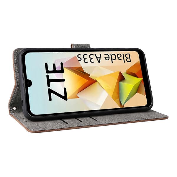 For ZTE Blade A33S Leather Case RFID Blocking Phone Cover with Strap - Green Multicolor Brown