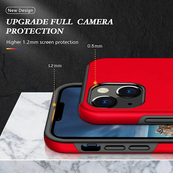 Magnetisk ringstativ støtsikkert telefondeksel for iPhone 14 Plus Red