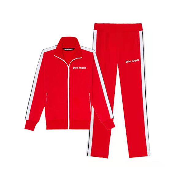 Fashion brand patchwork farve suit casual sports herre standkrave lynlås cardigan sweatshirt herre Red L