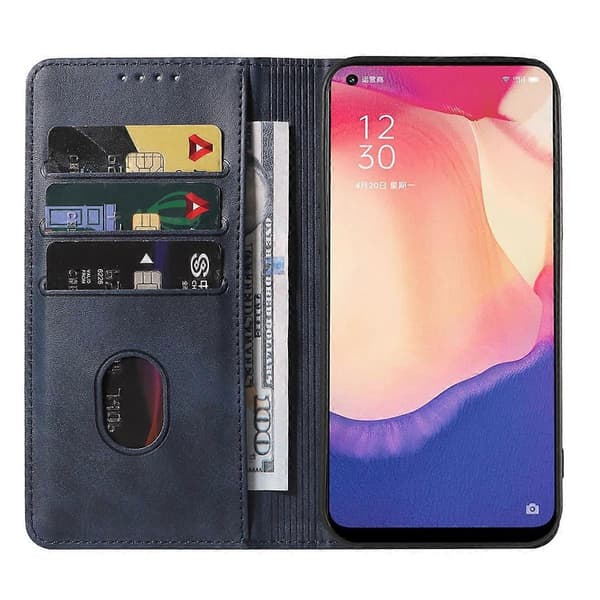 Magnetiskt läderfodral för OPPO Reno4 SE Blue