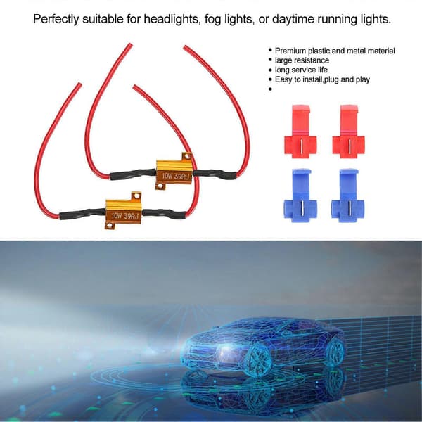 2 stk. bil LED-dekoder Anti Hyper Flash Ingen fejl trådviklet belastningsmodstand 10W 39