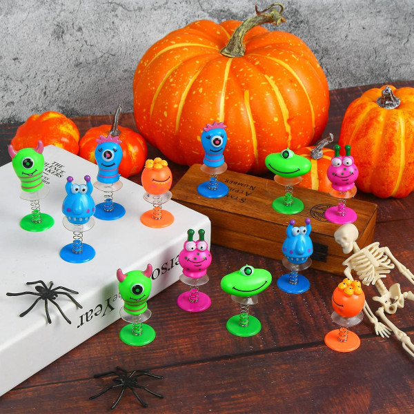 6 kpl hirviöitä pomppivia leluja erilaisia ​​ihastuttavia suurisilmänukkeja karkkilaukun täyttöpakkauksia keräilyyn tarkoitettu uutuuslelu, joka hyppää ylös jouset Hauska Halloween-lelu Jiyuge