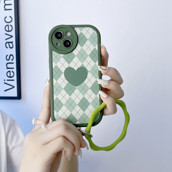 iPhone 13 Telefonfodral, Lattice Love Telefonfodral (Unik Grön)