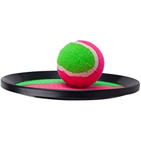 Kaste-og-fang-ballsett med to kroksløyfer padleskiver og tennisball Moro utendørs hage strandlekespill for hele familien