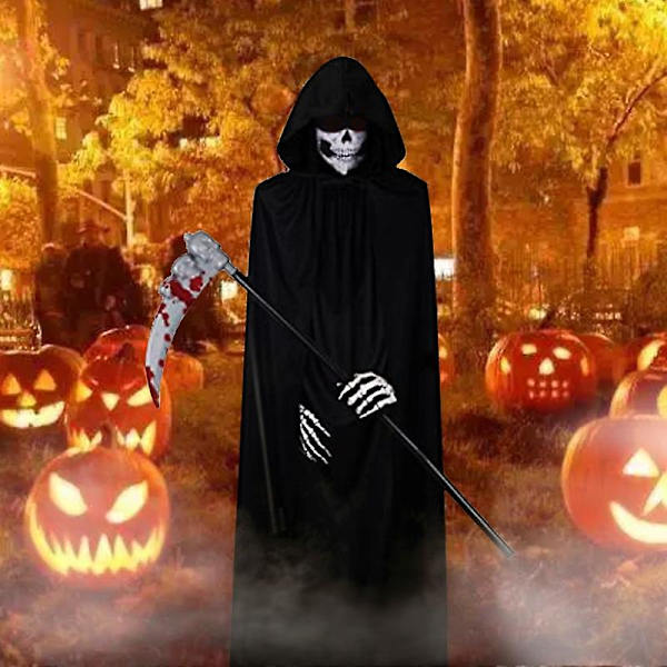 4 stk Sæt Halloween Grim Reaper kappe Cape Hætte Cosplay Wizard Devil Vampires Kappe Halloween Karneval Fest kostumer til voksne