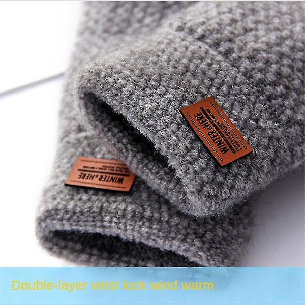 Vinter Alpaca Uld Fingerløse Handsker Til Varme Mænds Strikkede Halvfinger Handsker light gray