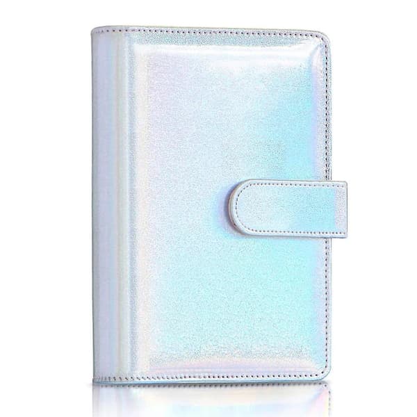 A6 PU læder notesbog-bind, laser regnbue 6-rings budget-pengekuverter, planlægger rejsejournal-bind Flash silver