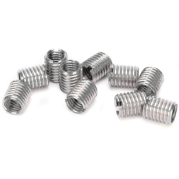 100 stk M8*1,25 til M10*1,5 gjengede innsatsmuttere, rustfritt stål, 12 mm lengde, 9,0 mm bunnhull