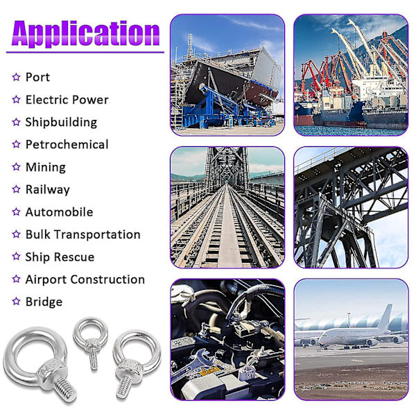 10 pakke M4*10 øjebolte 304 rustfri stålring marinebolte og forskelligt teknisk løfteudstyr