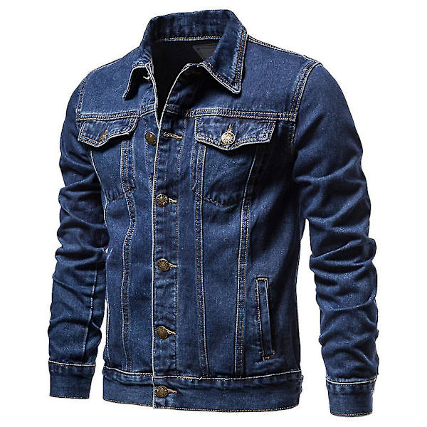 Miesten klassinen rintanapillinen farkkutakki Dark Blue M