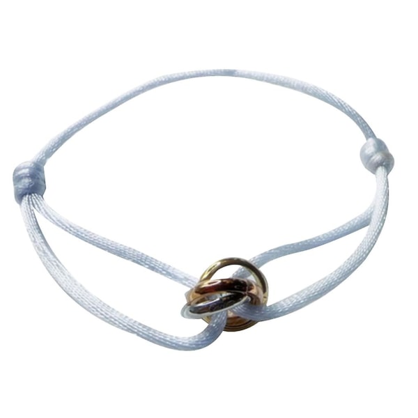 Metallspenne ringer flettet tau armbånd smykker justerbare par armbånd Sky Blue