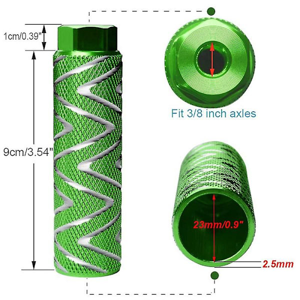 2 stk aluminiumslegering sykkelpinner Bmx pedaler Passer 3/8 tommers aksler sykkelryggpedaler