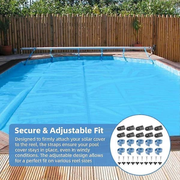 Pool Solaröverdrag Rullband, Poolrör & Filtfästningssats Ersättning för Poolrullsystem