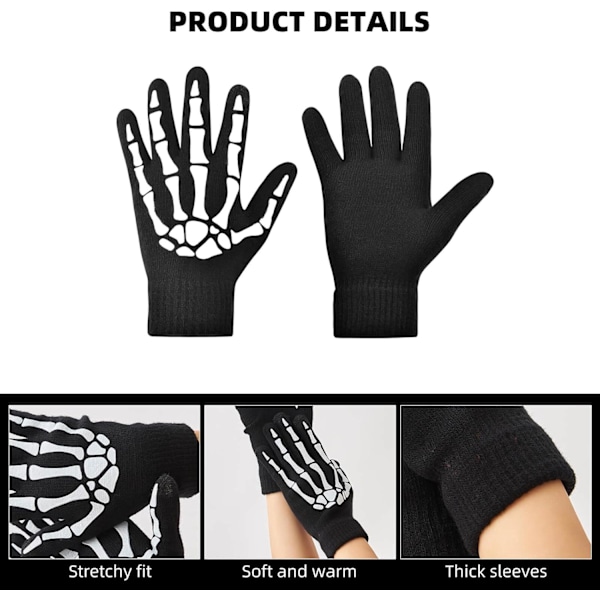 Skjelett Hansker For Kvinner Menn Voksne Fingerløse Goth Hansker Gløder I Mørket Halloween Kostyme Tilbehør