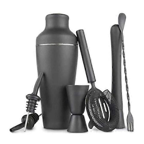 Cocktail Shaker Sæt - Mat Sort - Rustfrit Stål Sort Sort