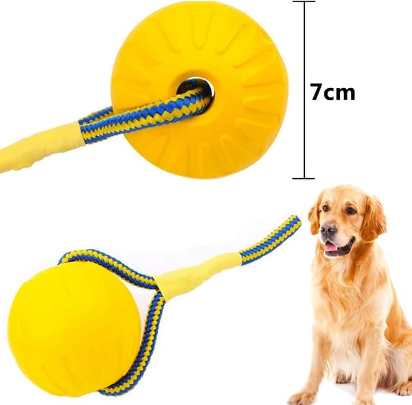 Hunde bold, hundekugle med reb, interaktiv hundeboldkaster til træningsøvelser, bolddiameter 7 cm