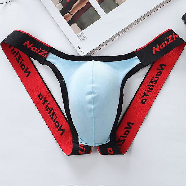 Miesten seksikäs jockstrap-alusvaatehousut stringit G-string Light Blue 2XL