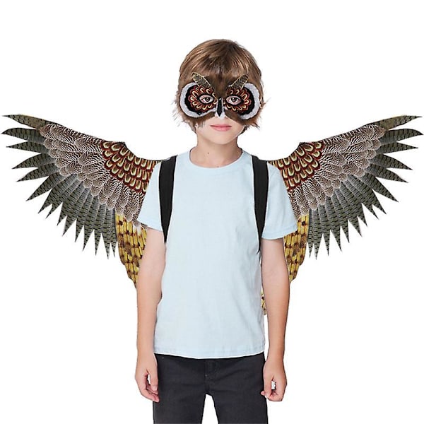 Ugglemask med Vingar - Snygg, Säker och Rolig Maskeradaccessoar för Barn, Scenföreställning, Djurdräkt