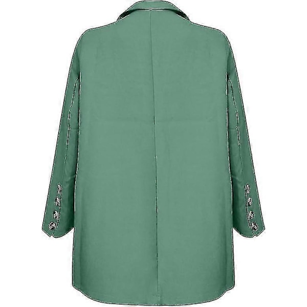 Dame 2-delt Outfit Blazer Sæt Elegant Business Arbejdstøj Vintage Klassisk Ensfarvet Rynket Ærme Åben Front Jakke Og Straight Leg Penci 3XL Green