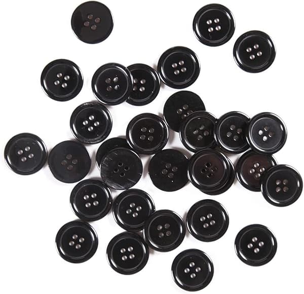 60 stk Sorte Knapper - 25mm Plast Resin Flad Bagside Store 4 Huller DIY Håndværk Syknapper