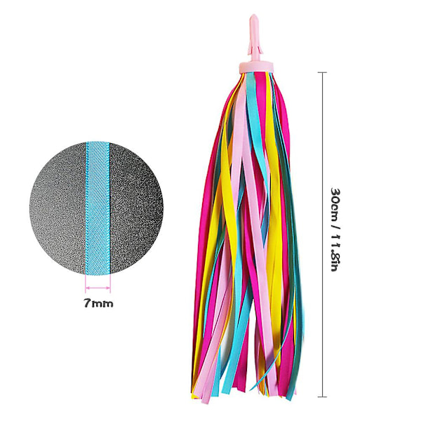 2 stk. Regnbue sykkelstrømmer for barn til jenter gutter barn dusk scootere bånd sykkelstyrestrømmer bånd