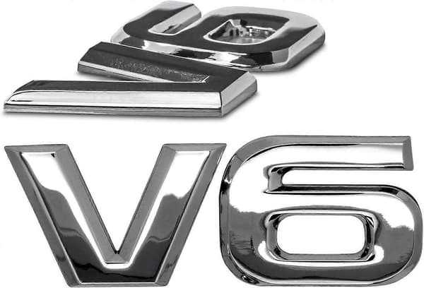 V6 Krom Metal Emblem med 3D-Logo til Bil