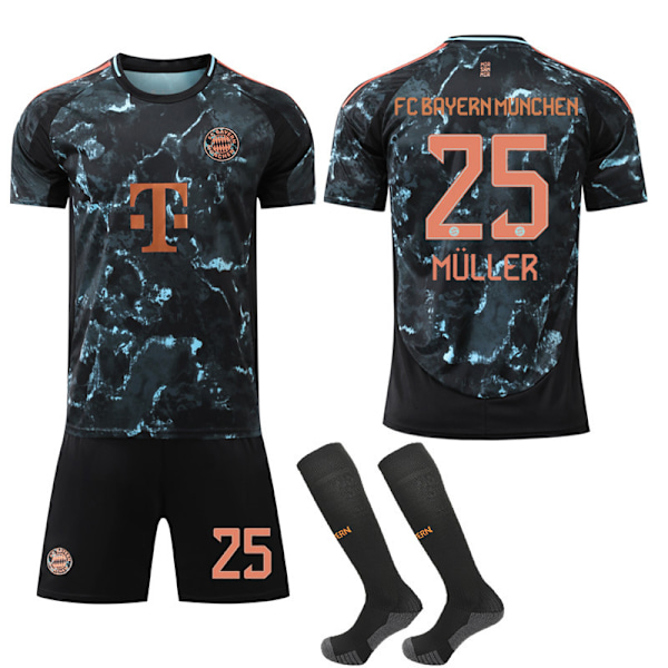 Bayern München udebane fodboldtrøjesæt til børn og voksne 2024-2025 med strømper nr. 25 Muller No.25 Muller XS