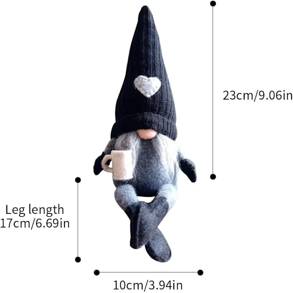 2 stk Nisser Plysj Bardekor, Håndlaget Svensk Tomte Gaver Farmhouse Skandinavisk Figur Nisse for Hjem Kjøkken Kaffestasjon Bord Hylle (Brun) Black