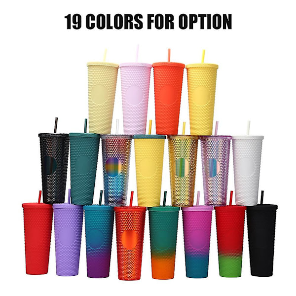 710ML/24OZ Stor Vandkop med Fuld Besætning Mat Tumbler Genanvendelig Plastikkop med Bred Åbning Red