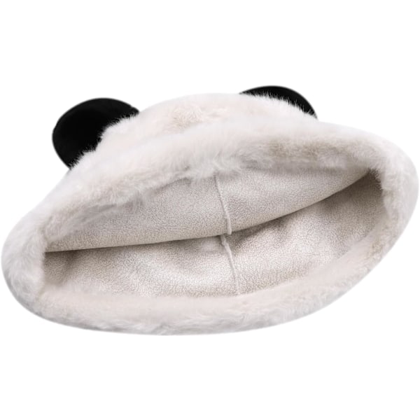 Sööt Karvased Karhunkorvat Beanie-Lakit Naisille ja Tytöille Talvella Lämpimät Plussi Neulotuilla Kallolakilla Bucket-Lakit White Black Ear One Size