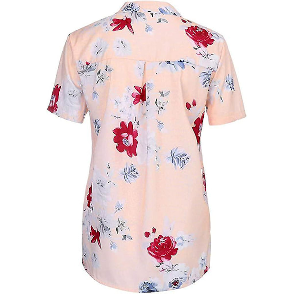 Blommiga toppar för kvinnor 2023 Button Down Mode Casual Lång-/kortärmade skjortor Blus Pink 4X-Large
