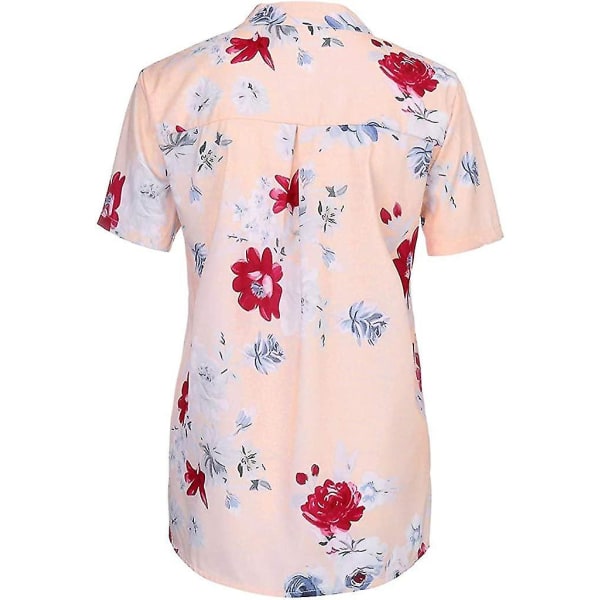 Blomstertoppe til kvinder 2023 Button Down Fashion Casual skjorter med lange/korte ærmer Bluse Pink 5X-Large